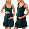 Aseniza Camicia Notte Allattamento,Camicia da Notte Parto Ospedale in Cotone,Estiva Manica Corte Donna Allattamento