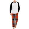 Cexiakong Pigiama lungo da uomo, in cotone, invernale, in due pezzi, con maniche lunghe e pantaloni pigiama a quadretti, per uomo e inverno, Arancione 1., L