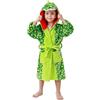 LOLANTA Accappatoio Bambino con Cappuccio, Morbido in Pile Dinosauro o Stitch con Tasche per Ragazzi e Ragazze(Verde a Quadri, S, 2-3 Anni)