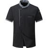 CoXuantion Giacca da Cuoco da Uomo in Cotone Traspirante Ristorante Divisa Maniche Corte Leggera Uniforme Cuoco Professionale Ristorante Giacca per Hotel Panetteria XS,Nero