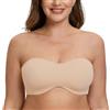 MELENECA Donna Minimizer Reggiseno Senza Spalline Invisibile con Ferretto Senza Imbottito Beige Pallido 4D
