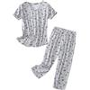 Generic Pigiama Estivo Donna Taglie Forti Set Leggero Morbido Tuta Primavera da Casa per Casual Loungewear Sleepwear Homewear Dormire e Stare in
