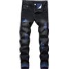 Generic Jeans Slim Fit da Uomo, Jeans Elasticizzati Strappati e consumati, Pantaloni Super Skinny con Vita Flessibile
