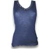LADY·C Canotta Lana e Seta Plissé Spalla Larga Donna (IT, Testo, L, XL, Regular, Regular, Blu)
