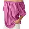 CEWIFO Camicetta Donna Manica Lunga Camicette Estive Elegante in Lino con Volant e Spalle Scoperte per Taglie Forti Comoda Confezionata Maniche Lunghe Polsini Elastici (Red, XXXL)