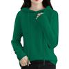 Generic Maglione con Cappuccio da Donna, Girocollo, Maglione Casual Tinta Unita, a Coste, Pullover Basic Primaverile, vestibilità Ampia, Tunica per Uscire