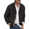 YOUYING Giacca da uomo in cotone e lino, vestibilità larga, leggera, con bottoni, casual, estiva, con risvolto, abbigliamento sportivo, C# Nero, L