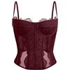 Dealmore - Corsetto in mesh e pizzo, per uscite, feste, appuntamenti e outfit alla moda, crop top con spalline sottili, Vino rosso, X-Large