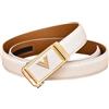 WRJAHCG Cintura Donna Moda Cricchetto, Cinture Donna Regolabile, Cintura Sottile in Vera Pelle con Fibbia Automatica Decorativa in Lega Quadrata con Motivo Lettere V,Bianca,115CM/45.3''