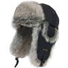 HEYANN Uschanka Trapper Russian Hütte Fur cap Earflap Winter Bomber Cappello Invernale Unisex Cappello da Aviatore Cappello di Pelliccia per Adulti da Uomo, Nero Qingzilan, L/XL