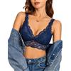Avidlove Reggiseno da donna in pizzo, sexy, per tutti i giorni, senza ferretto, con scollo a V, traspirante, con coppe complete, minimizzatore, reggiseno in pizzo, Blu, XXL