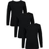 TupTam Maglie Manica Lunga Bimbi 3 Pezzi - 100% Cotone, Unisex, Nero, 110