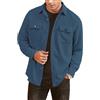 Elegancity Uomo Camicia in Velluto a Coste a Manica Lunga Casual Camicia Uomo Giacca Regular Fit Button Up Camicia Giacca con Tasca con Patta Blu Ciano，M