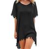 FFWTPY Copricostume Donna con Scollo V Copricostumi Chiffon Mare Abito da Spiaggia con Nappa Estivi Allentato Cover Up Costumi Bikini Cover Up Sexy Sciolto Beachwear (Nero)
