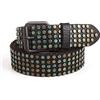 Surrycee Snap on Tiny Circle Studded Genuine Leather Belt Fashion Black, Western Cowboy Cowgirl Punk Rock Hip Hop Studded for Jeans Pants, 35mm