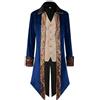 Gefomuofe Giacca gotica da uomo, vintage, gotico, vestibilità normale, vintage, smoking, elegante, per cocktail, rockabilly, abbigliamento da festa, abito uniforme da uomo, Blu, L