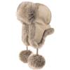 Futrzane Cappello Aviatore - Colbacco in Pelle con Pelliccia Sintetica da Donna (L, Sabbia - Beige Siberian)