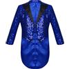 inhzoy Giacca Frac Bambini e Ragazzi Blazer Tuxedo Giacca da Compleanno Matrimonio Nuziale Jacket Slim Fit Tailcoat con Paillettes Cappotto Gentiluomo Giacca Formale Blu 5-6 Anni
