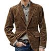 Generic Giacca vintage da uomo in velluto a coste, cappotti sportivi casual vintage button down, giacca blazer in velluto a coste, Marrone, 3XL