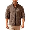 Generisch Giacca in pile Teddy da uomo con chiusura lampo, morbida giacca Sherpa con colletto alto, calda giacca di peluche per autunno e inverno