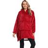 Cozyan Felpe con Cappuccio Donna Oversize Pullover Blanket Hoodie Super Confortevole Felpa Coperta con Tasca Sweatshirt Cappotto Felpa con Cappuccio da Donna per Autunno e Inverno (rosso)