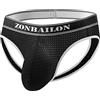 BIATWOWR Jockstrap da uomo a banda larga in rete atletica sostenitori sexy slip migliorando rigonfiamento sacchetto biancheria intima perizoma maschile Jock cinghie, 1 x nero., M