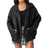 Generic Giacca oversize in similpelle da donna, cappotti da motociclista alla moda, abbigliamento casual autunnale