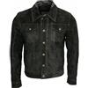 Infinity Leather Uomini Trucker Informale di Capra Pelle Scamosciata Shirt Giacca Jeans
