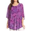 Sakkas Cleeo Lungo Largo Tie Dye Pizzo Ricamato con Paillettes Poncho Camicetta Superiore Cover Up