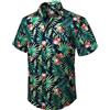 HISDERN Uomo Funky Hawaiana Cocco Camicie Manica Corta Tasca Frontale Vacanze estive Aloha Stampato Spiaggia Casual Blu Navy Verde Hawaii Camicia S