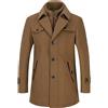 YOUTHUP Cappotto da Uomo in Lana Invernale Calda Lungo Giacca Spessa Parka Trench Coat, Marrone, XS