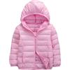 ranrann Piumino Leggero con Cappuccio Unisex Bambina Ragazza Zipper Giacca Casual Cappotto Invernale Imbottito Felpa con Cappuccio Capispalla Caldo Antivento Inverno Rosa 13-14 anni