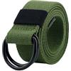 Generic Tactical Canvas Men Belt Unisex Doppio D-Ring Fibbia Cintura Casual Tela Femminile Cintura Tessuto Per Jeans, Verde scuro, 130 cm