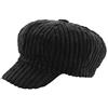 CHENNUO Berretto da Donna in Velluto a Coste Con Visiera, Caldo Cappello Invernale da Ballo Nero Medium