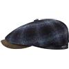 Stetson Coppola Hatteras Johnny Uomo - Made in The EU Cappellino Lana Berretto Newsboy con Visiera, Fodera Inverno Autunno/Inverno - 57 cm Nero-Blu
