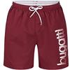 bugatti® - Costume da bagno da uomo in blu, verde, blu navy, rosso, nero o turchese, Rosso scuro (con logo stampato), M