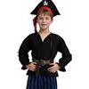 CAMDOM Camicia da pirata medievale per ragazzi con top a maniche lunghe con volant rinascimentale, nero, 10-12 Anni