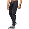 Generic Jeans Neri da Uomo, Pantaloni da Jogging con Cavallo Basso Uomo, Jeans in Denim Elasticizzati Casual