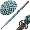 Swords and more Demon Slayer Ombrello - Anime Cosplay Katana, Apertura Automatica, Ombrelli con Spada, Ombrello per Cosplay Ninja Anime Katana Protezione dal Sole e dalla Pioggia, 113 cm Durchmesser