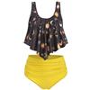 JMSUN Costume da bagno Tankini da donna a vita alta con balze luna