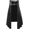 Generic Gonna da uomo vintage gotico steampunk medievale tradizionale scozzese kilt fashion kendo gonne steampunk kilt per uomo tartan kilt con borsa halloween utility kilt, B nero, XXL