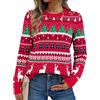 Jezonga Maglione Natalizio Donna Divertente Maglia di Natale Maglioni di Natale Pullover Sweater Stampa Fiocco di Neve Alce a Maniche Lunga Girocollo Festa Natalizie