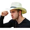 JIAHG Cappello da sole da cowboy da uomo pieghevole cappello di paglia classico western newsboy cappello estivo a tesa larga arrotolabile in rafia cappello da cowboy, Bianco latte., taglia unica