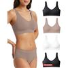 Risalti Reggiseno Senza Ferretto Spalla Larga 3 pz - Bralette Donna Senza Cuciture ed Etichette, Reggiseno Donna in Microfibra Elasticizzata, Brassiere, Top Morbido, Intimo - Made in Italy