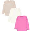 TupTam Bambini Ragazze Maniche Lunghe Biancheria Intima Camicie Confezione da 3, Confezione da 3 Rosa/Ecrù/Beige, 110