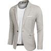 COOFANDY Blazer Uomo Regular Fit Giacca Uomo Sportivo Moderno Lino Giacca da Completo Tempo Libero Giacche Grigio Chiaro XL