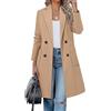 Generic Cappotto invernale da donna Cappotto invernale da donna in misto lana color cammello, di media lunghezza, con revers a doppio petto e tacca