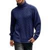 KBOPLEMQ Maglione a collo alto, da uomo, con motivo a treccia, maglione a collo alto, maglia fine, slim fit, maglione invernale da uomo, maglione a maglia, spesso e caldo in cashmere, O blu., XXL