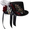 COSDREAMER Cappello Unisex Steampunk Top Cappelli Gotico Ingranaggi Catena Velo Bowknot Cappello (60cm, Nero 8)