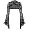 keland Donna Gotico Lolita Cardigan Coprispalle in Pizzo Bolero Gothic Maniche Lunghe Bolerino Gilet Crop Top (Nero, Small)